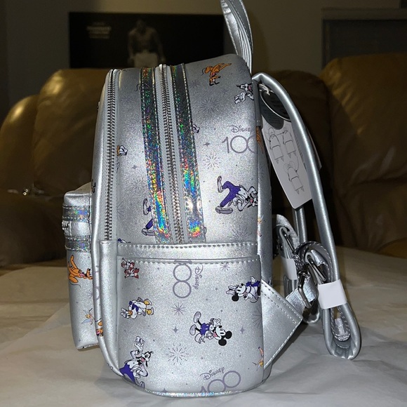 New!! Disney 100th Anniversary Platinum Mickey & Friends Mini Backpack - Picture 7 of 16